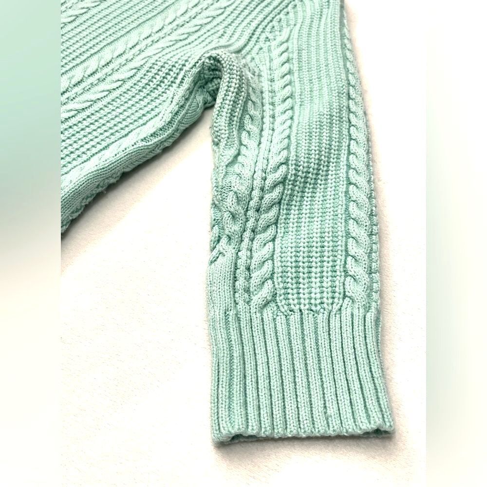 New York & Company Women’s Mint Green Cable Knit 3/4 Sleeve Sweater Medium - Picture 10 of 16